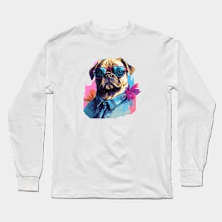 Fancy pug enjoying the sunset Long Sleeve T-Shirt